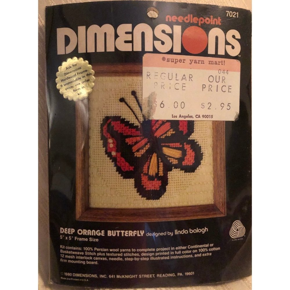 5 x 5 Dimension butterfly needlepoint kit